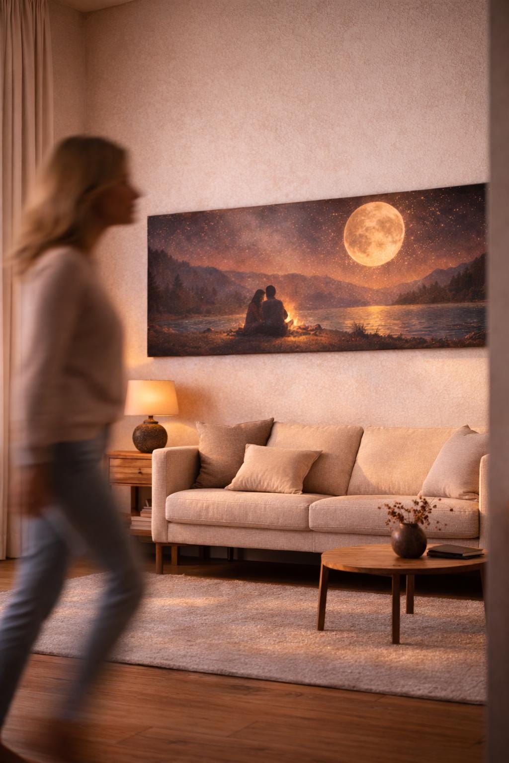 Brown Bedroom Wall Art - Moon Canvas Print