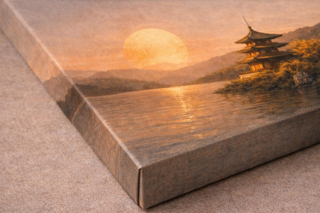 Pagoda Canvas Promt | Japandi Above Bed Statement Piece