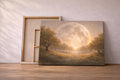 Golden Moon Landscape Canvas Print: Ethereal Celestial Wall Art