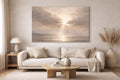 Neutral Beige Panorama Canvas ”Slow Morning” - Minimalist Above Bed Decor Art - Wabi-Sabi