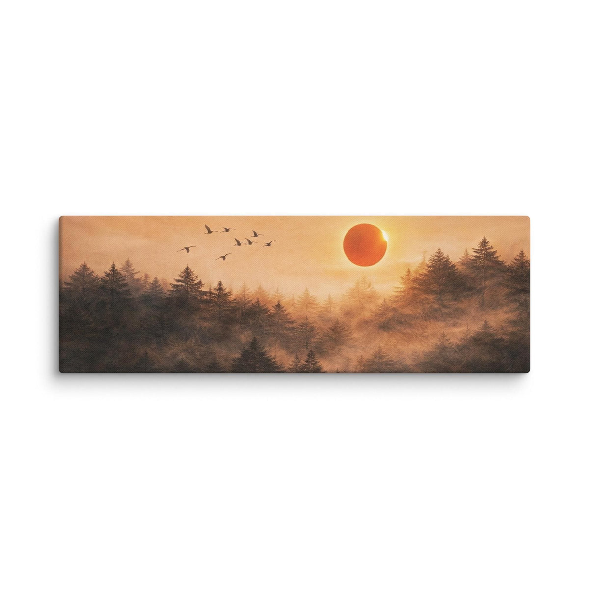 Flock of Birds Long Narrow Canvas Print, Bedroom Decor
