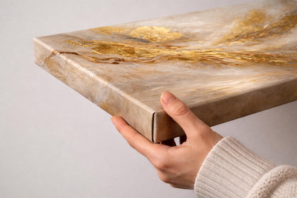 Golden Abstract Panoramic Canvas Art | Luxury Modern Gold Statement Piece 3:1 Horizonal