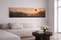 Flock of Birds Long Narrow Canvas Print, Bedroom Decor