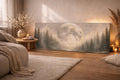 Panorama Canvas Print, Moonlit Forest Birds, Moody Nature Wall Art Above Bed