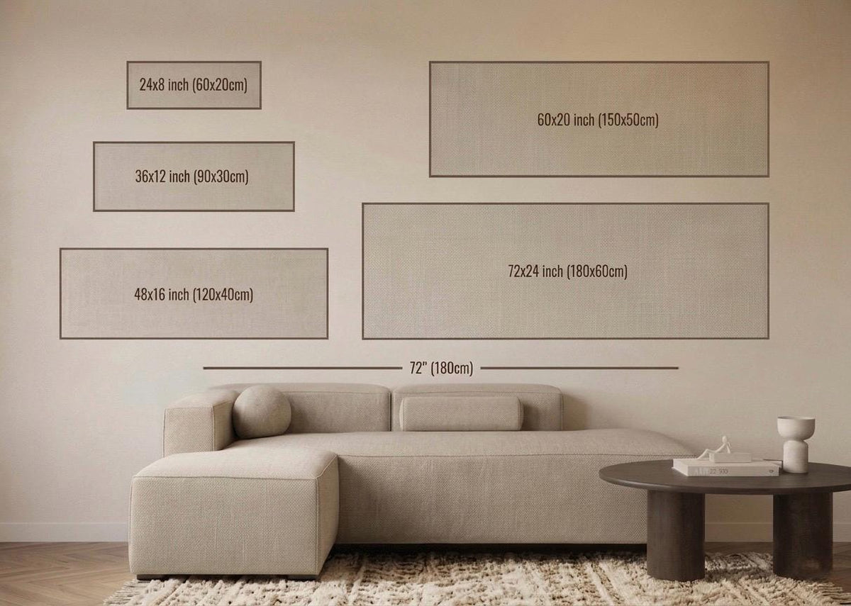 Minimalist Beige Moon Panoramic Canvas Print, Neutral Japandi Wall Decor
