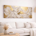 Panorama White Peony Floral Canvas Art, Abstract Blossom Wall Decor, Above Bed