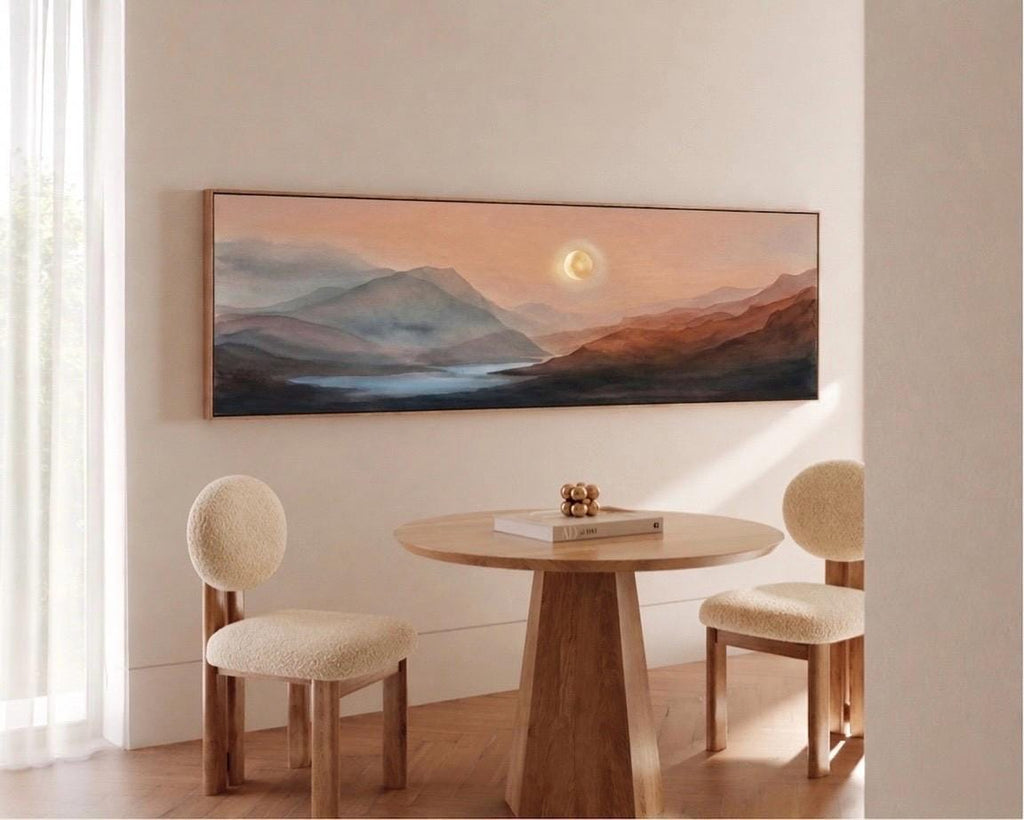 Earth Tone Brown Canvas Print, Abstract Landscape, Japandi Above Bed Piece