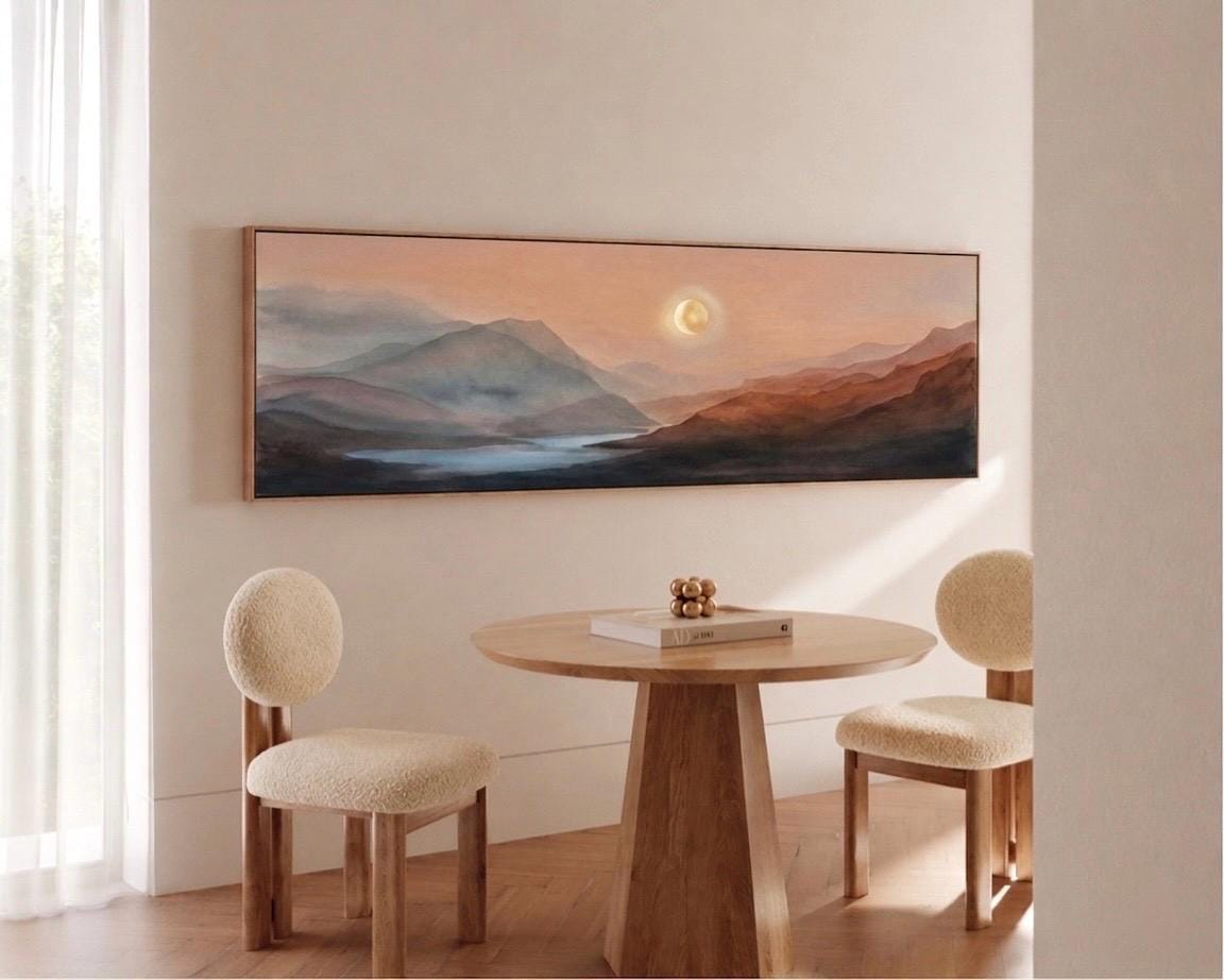 Earth Tone Brown Canvas Print, Abstract Landscape, Japandi Above Bed Piece