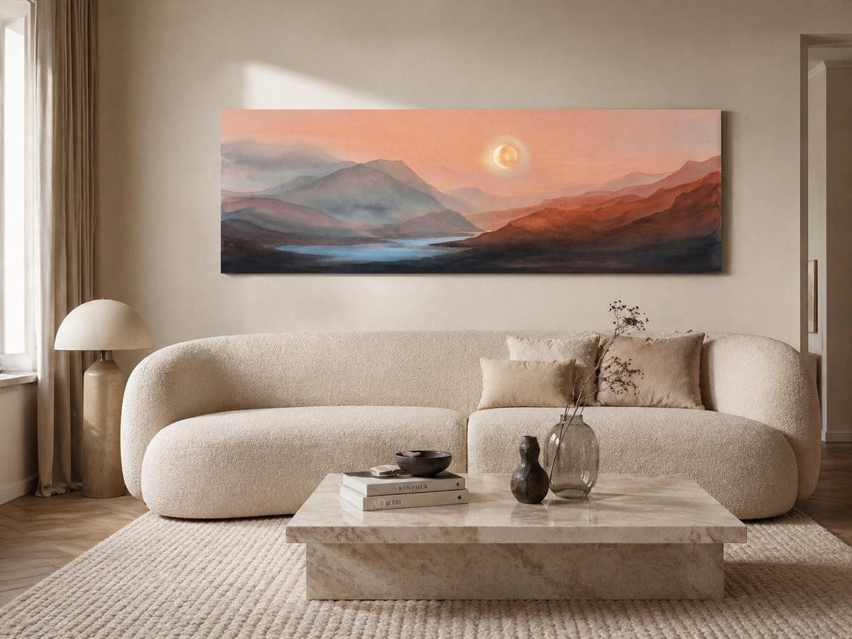 Earth Tone Brown Canvas Print, Abstract Landscape, Japandi Above Bed Piece