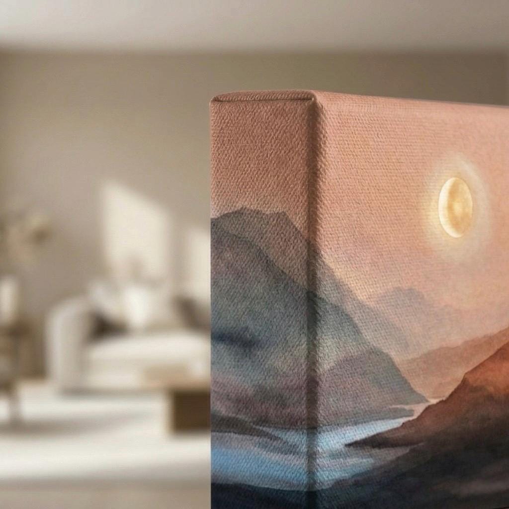 Earth Tone Brown Canvas Print, Abstract Landscape, Japandi Above Bed Piece