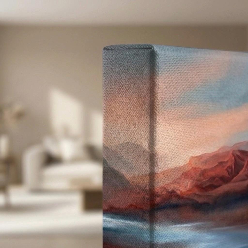 Earth Tone Muted Terracotta Wall Art, Above Bed Landscape Canvas Print