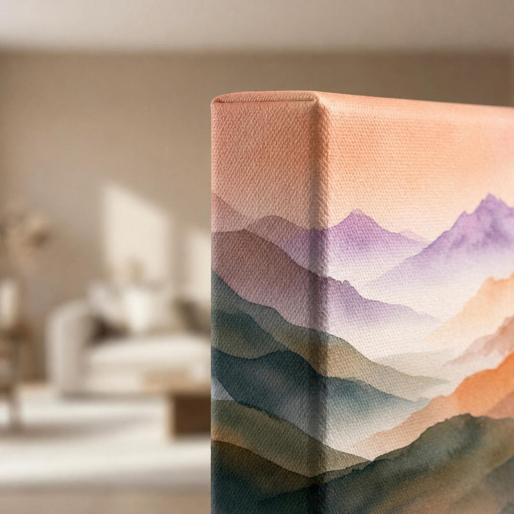 Panoramic Abstract Watercolor Mountain Wall Art - Large Horizontal Landscape Canvas Print