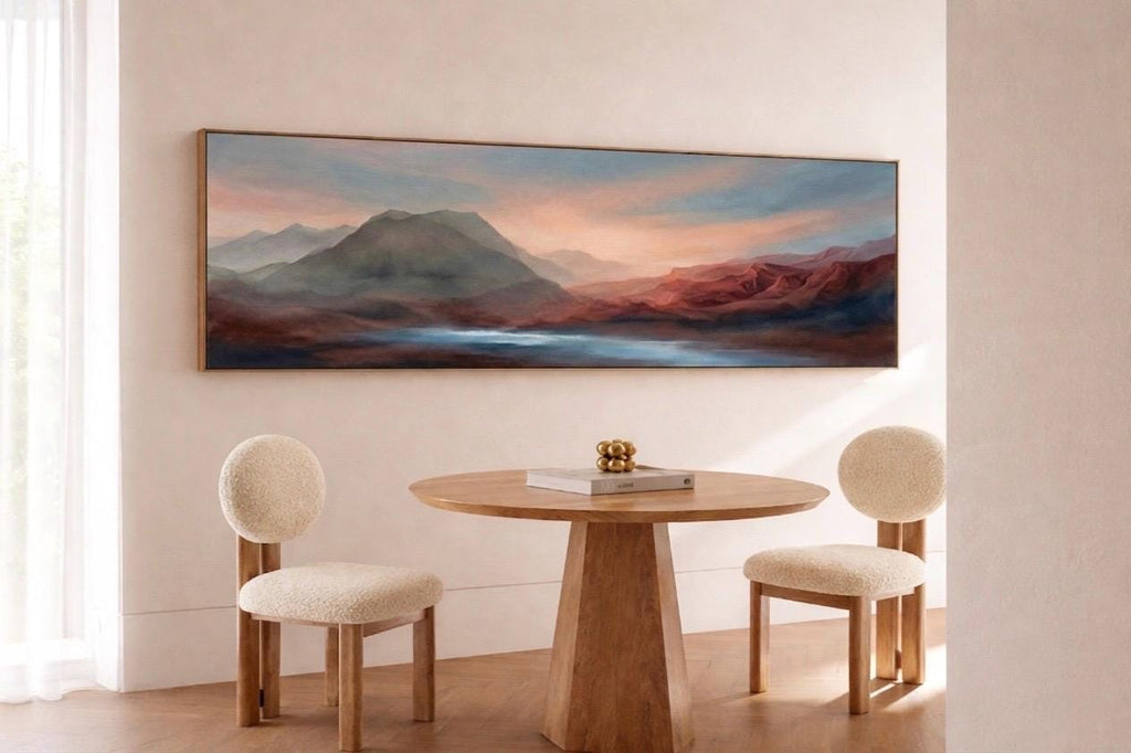 Earth Tone Muted Terracotta Wall Art, Above Bed Landscape Canvas Print
