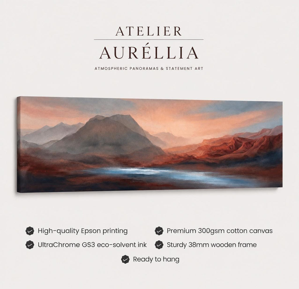 Earth Tone Muted Terracotta Wall Art, Above Bed Landscape Canvas Print