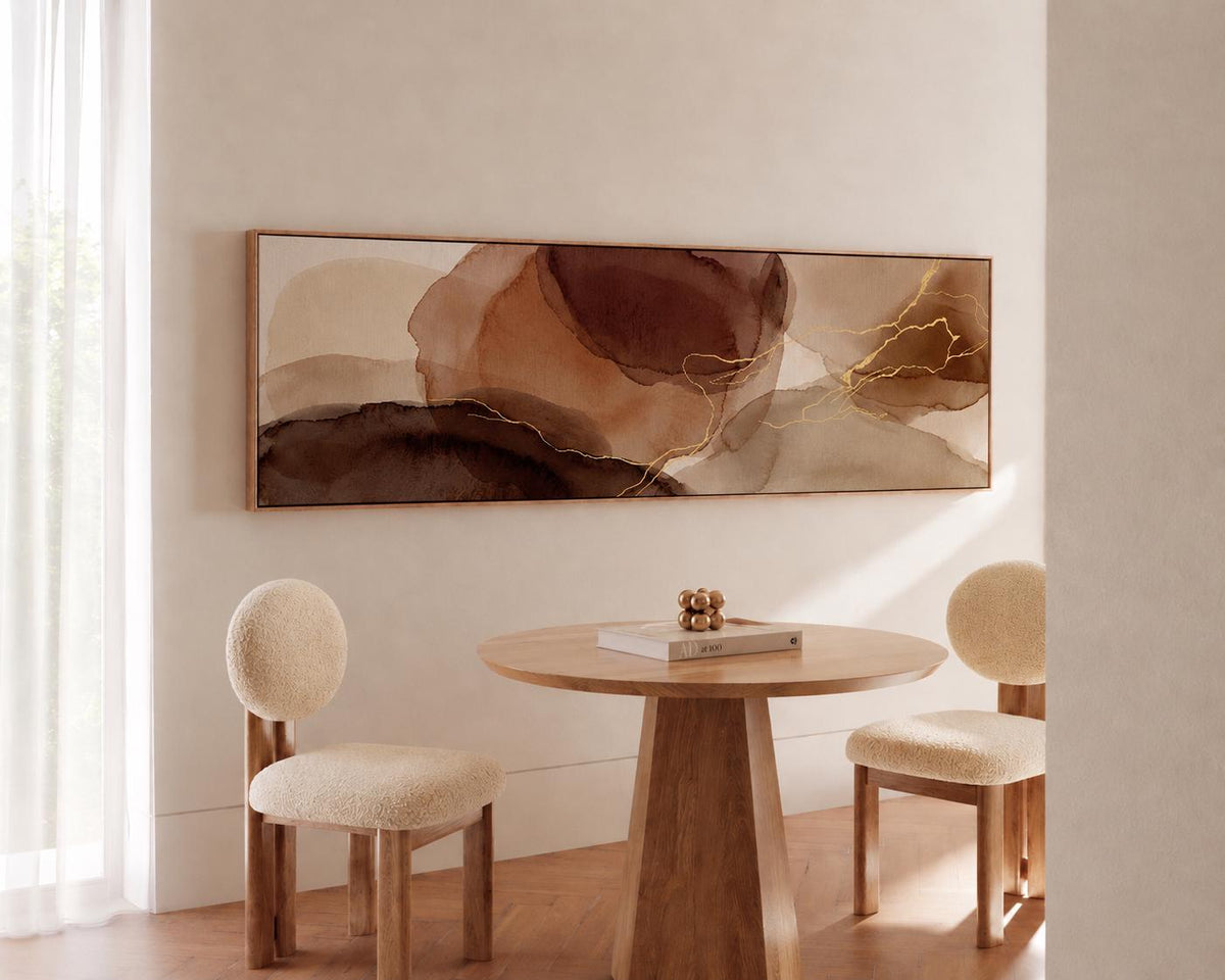 Espresso Brown Abstract Canvas Print, Wabi Sabi Wall Art, Slim Narrow Decor
