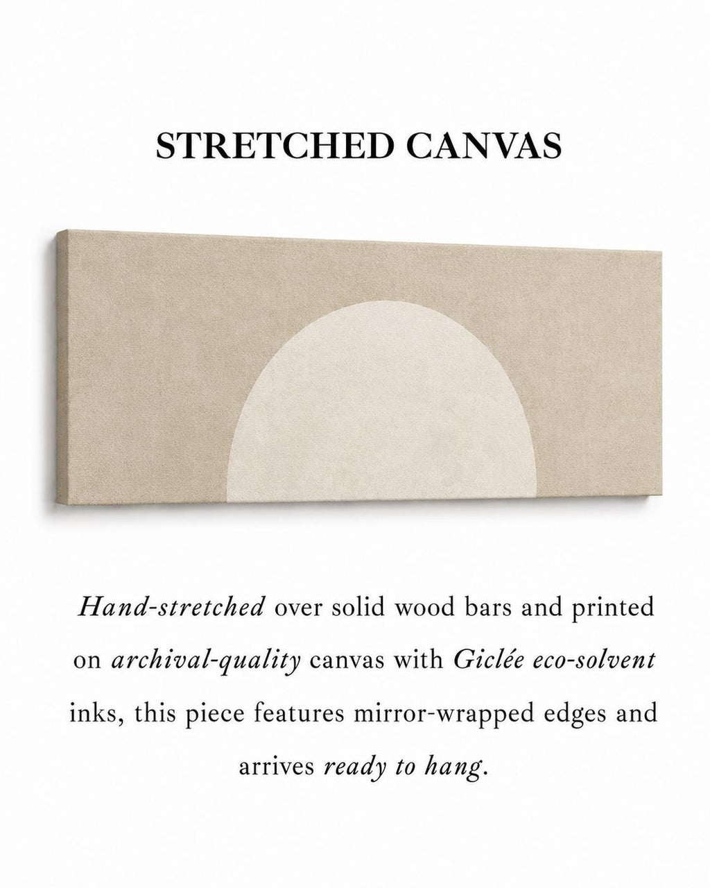 Minimalist Beige Moon Panoramic Canvas Print, Neutral Japandi Wall Decor