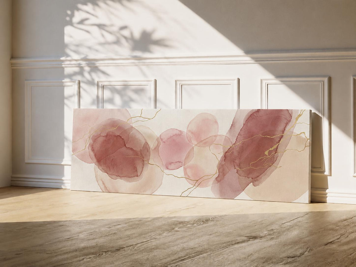 Blush Pink  Abstract Canvas Art, Neutral Muted Japandi Wall Decor Above Bed