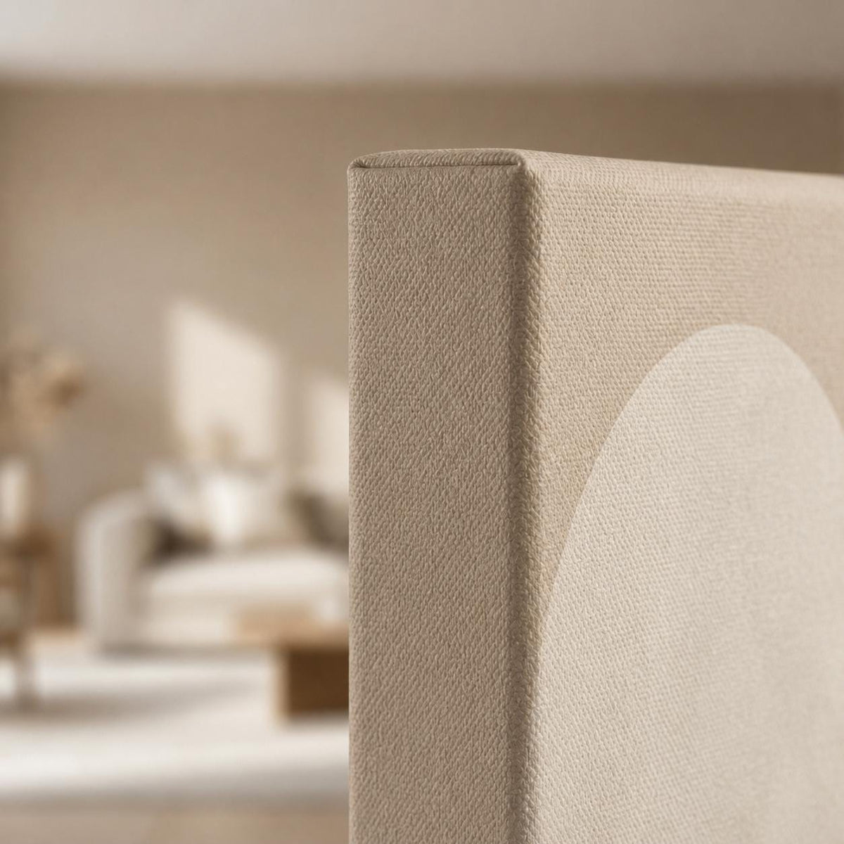 Minimalist Beige Moon Panoramic Canvas Print, Neutral Japandi Wall Decor
