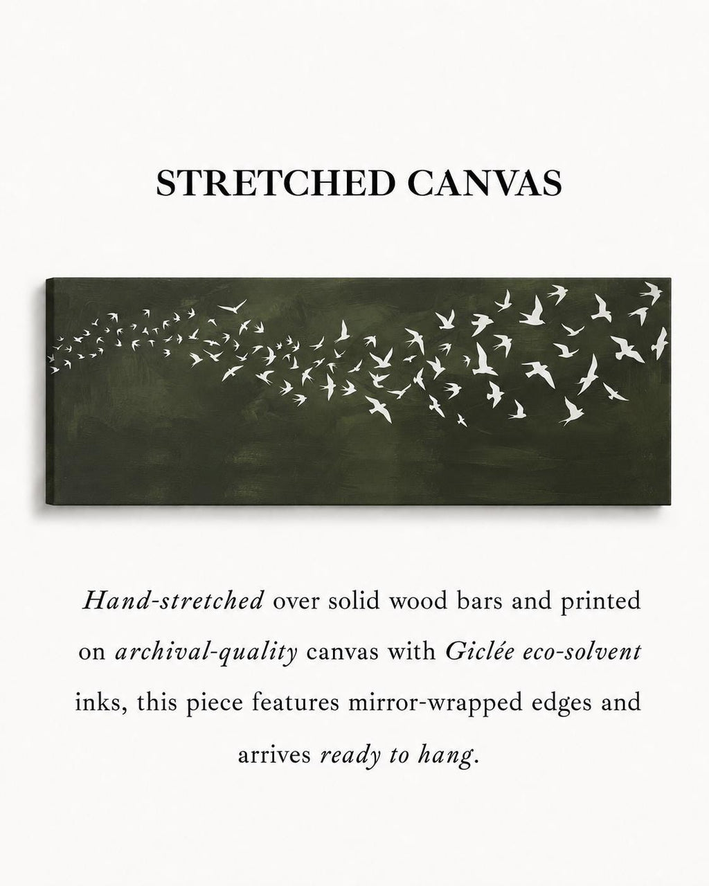 Dark Green Birds Canvas Print, Japandi Wabi Sabi Wall Art, Above Bed Decor