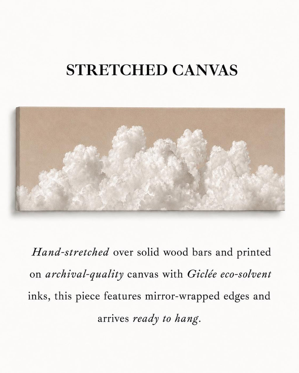 Beige Clouds Panoramic Canvas Art, Japandi Neutral Living Room Decor