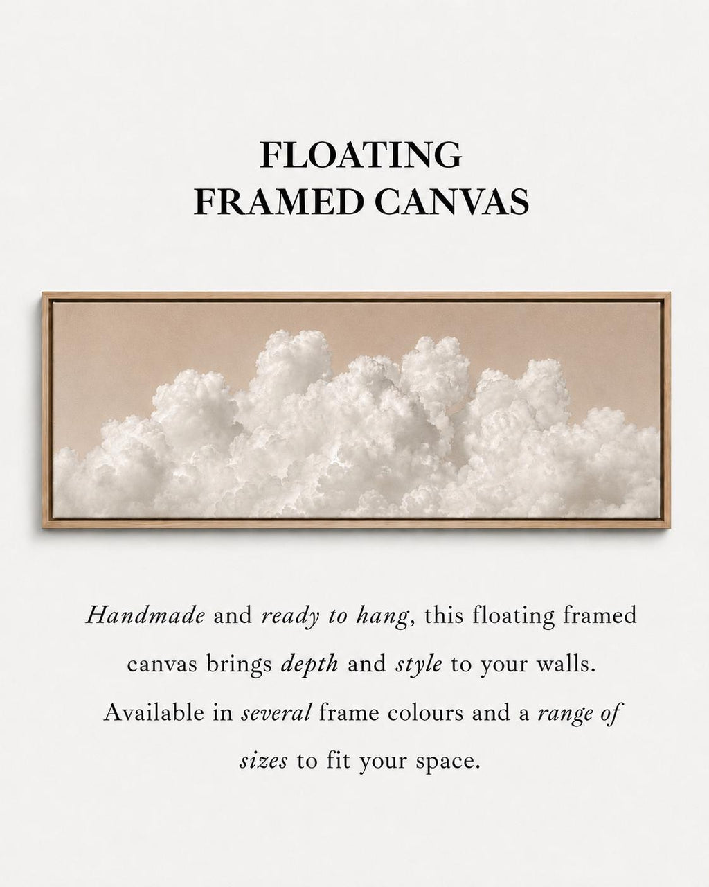 Beige Clouds Panoramic Canvas Art, Japandi Neutral Living Room Decor