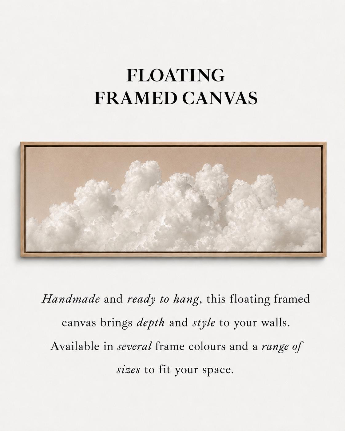 Beige Clouds Panoramic Canvas Art, Japandi Neutral Living Room Decor
