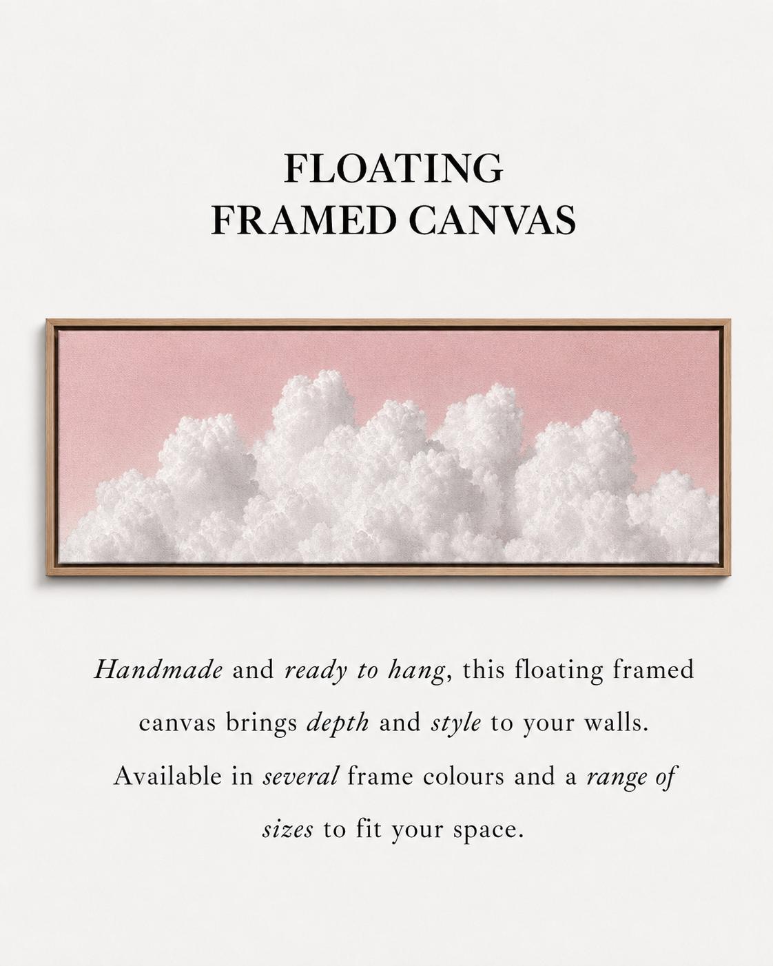 Blush Pink Clouds Panoramic Canvas Art Print, Above Bed Decor