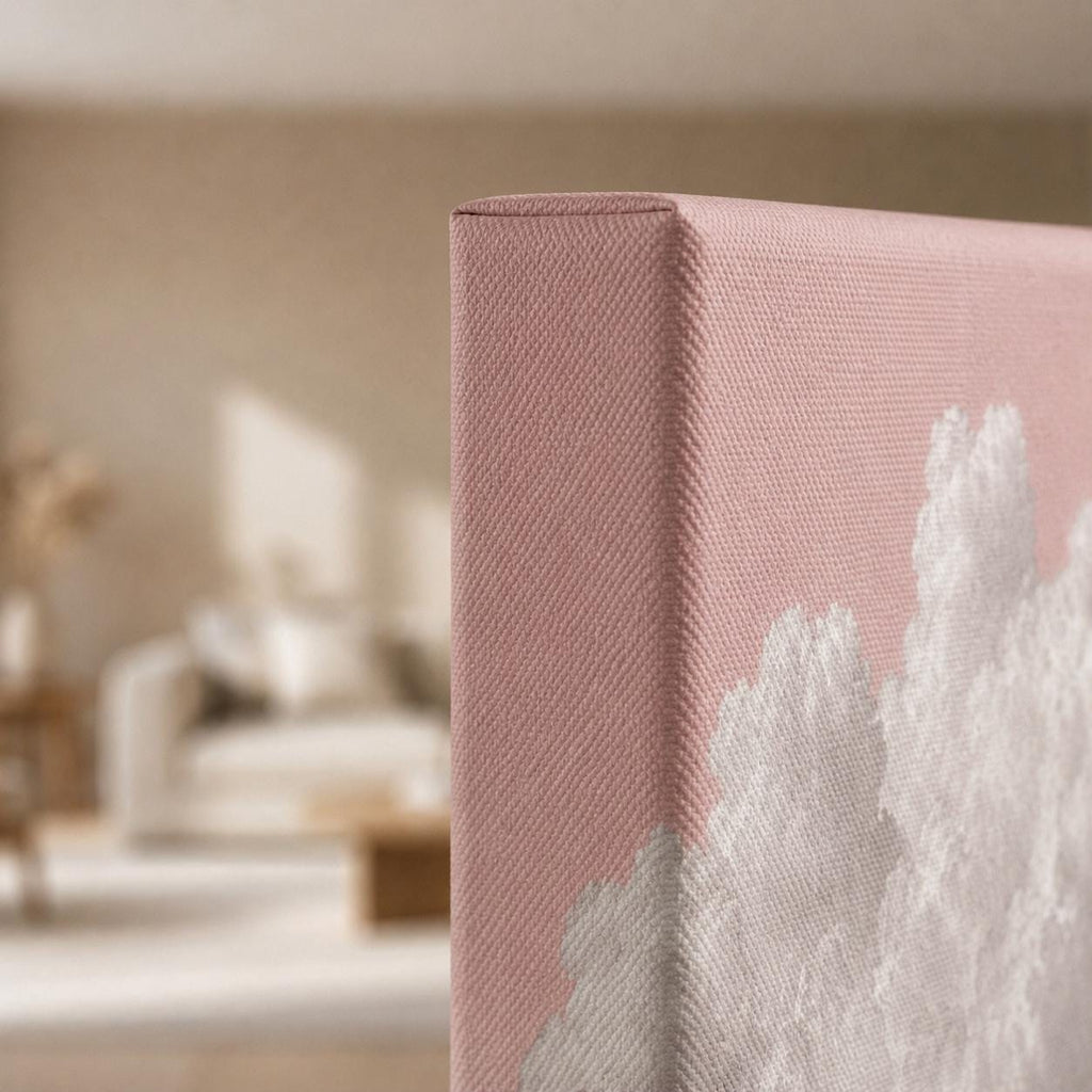 Blush Pink Clouds Panoramic Canvas Art Print, Above Bed Decor
