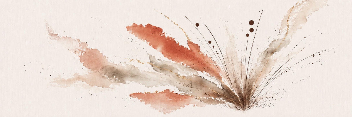 Muted Terracotta Botanical Abstract Canvas Print, Warm Wabi Sabi Panoramic Wall Decor