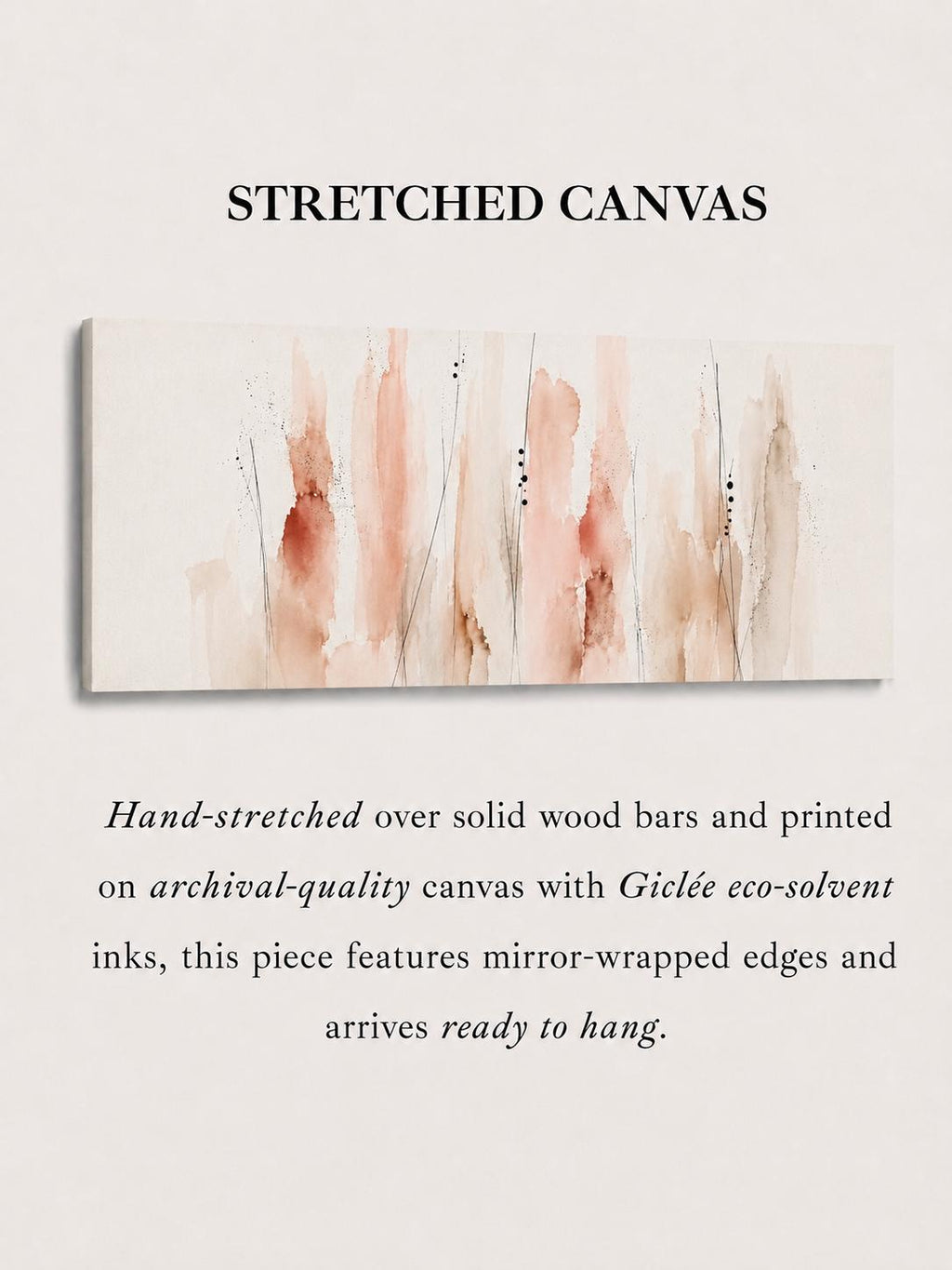Floral Coral Canvas Print, Neutral tones, Minimalist Japandi Above Bed Decor