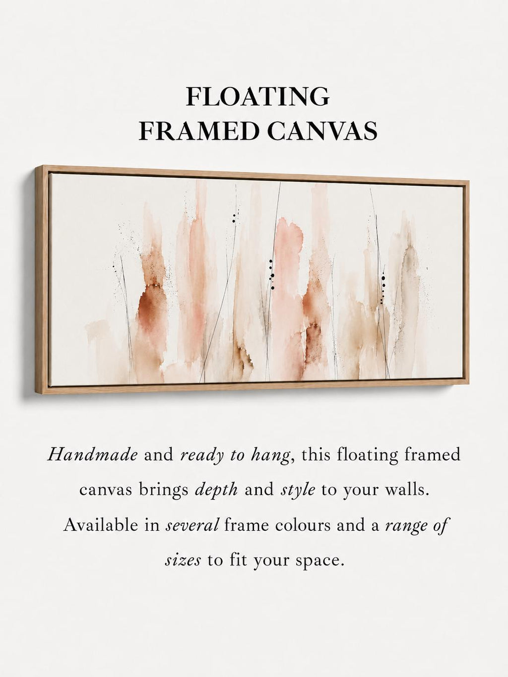 Floral Coral Canvas Print, Neutral tones, Minimalist Japandi Above Bed Decor