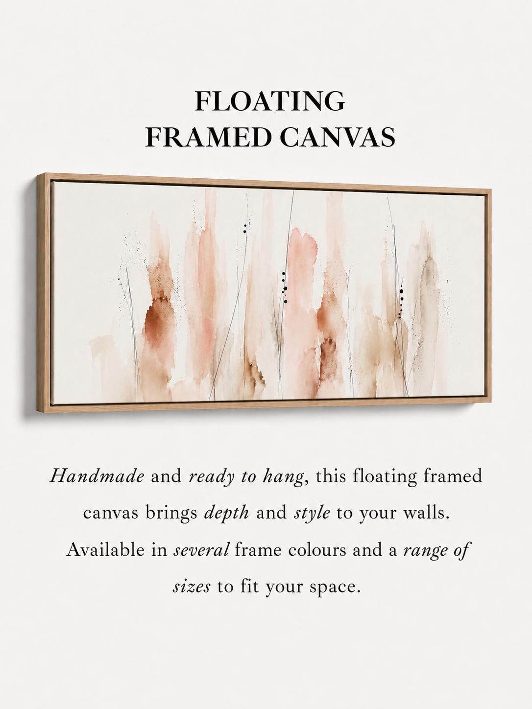 Floral Coral Canvas Print, Neutral tones, Minimalist Japandi Above Bed Decor