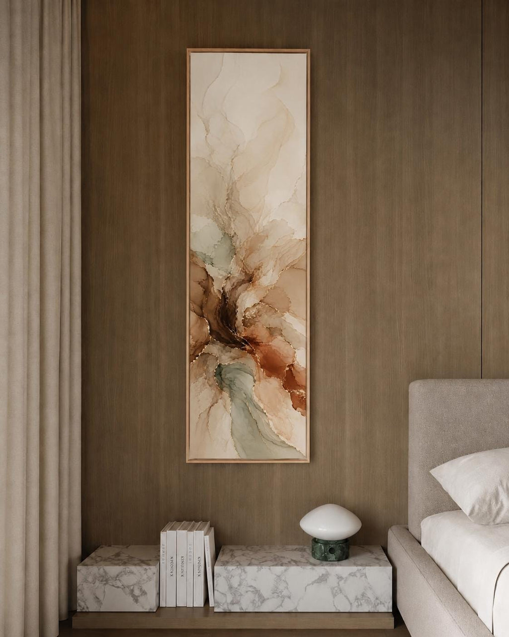 Beige Vertical Abstract Earth Tone Canvas Art, Terracotta Wabi Sabi Decor