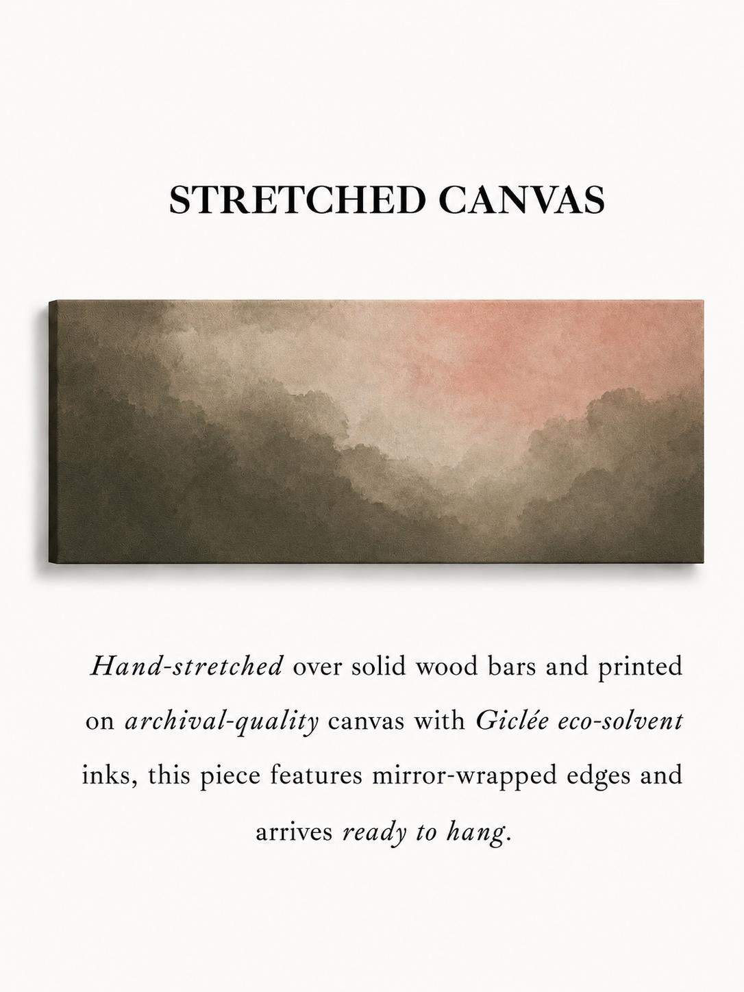 Blush Pink Sage Green Clouds Canvas Print, Bedroom or Living Room Decor