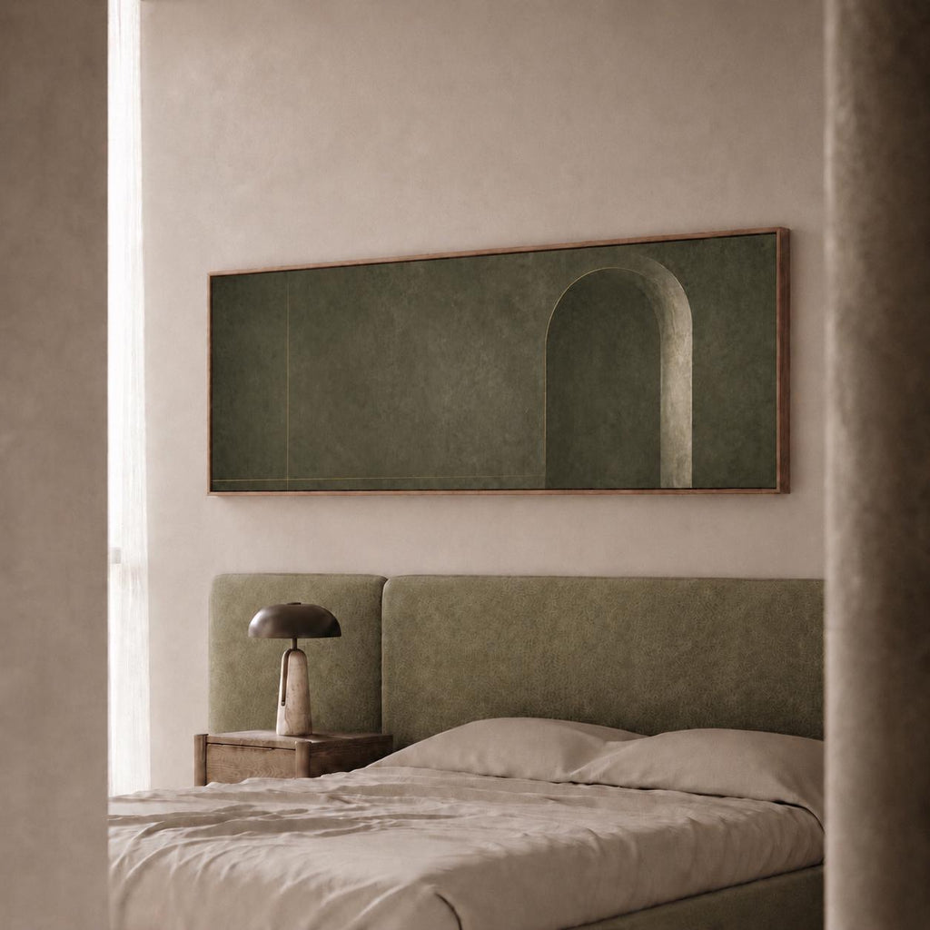 Large Abstract Muted Sage Tone Canvas Print, Above Bed Decor, Bedroom Art