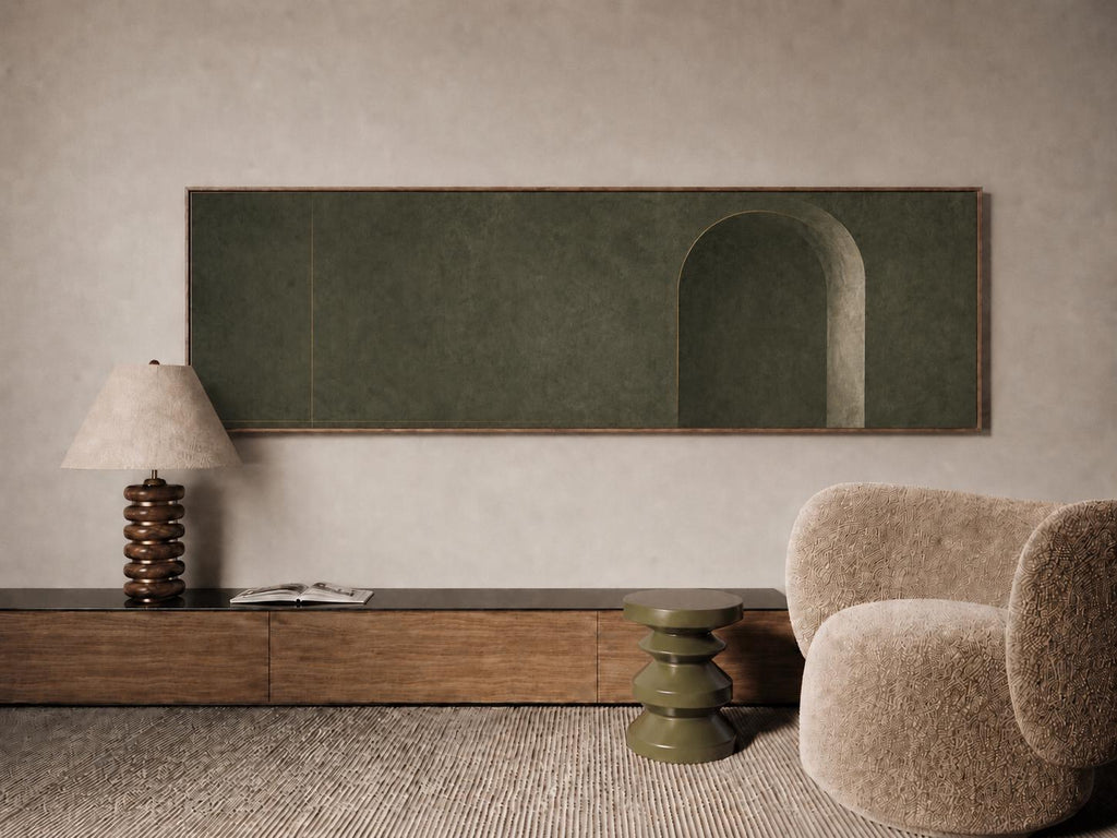 Large Abstract Muted Sage Tone Canvas Print, Above Bed Decor, Bedroom Art