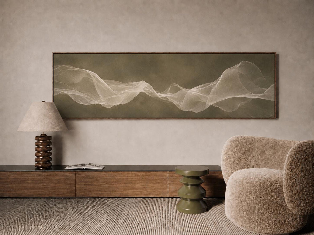 Olive Green Abstract Canvas Print, Bedroom Decor