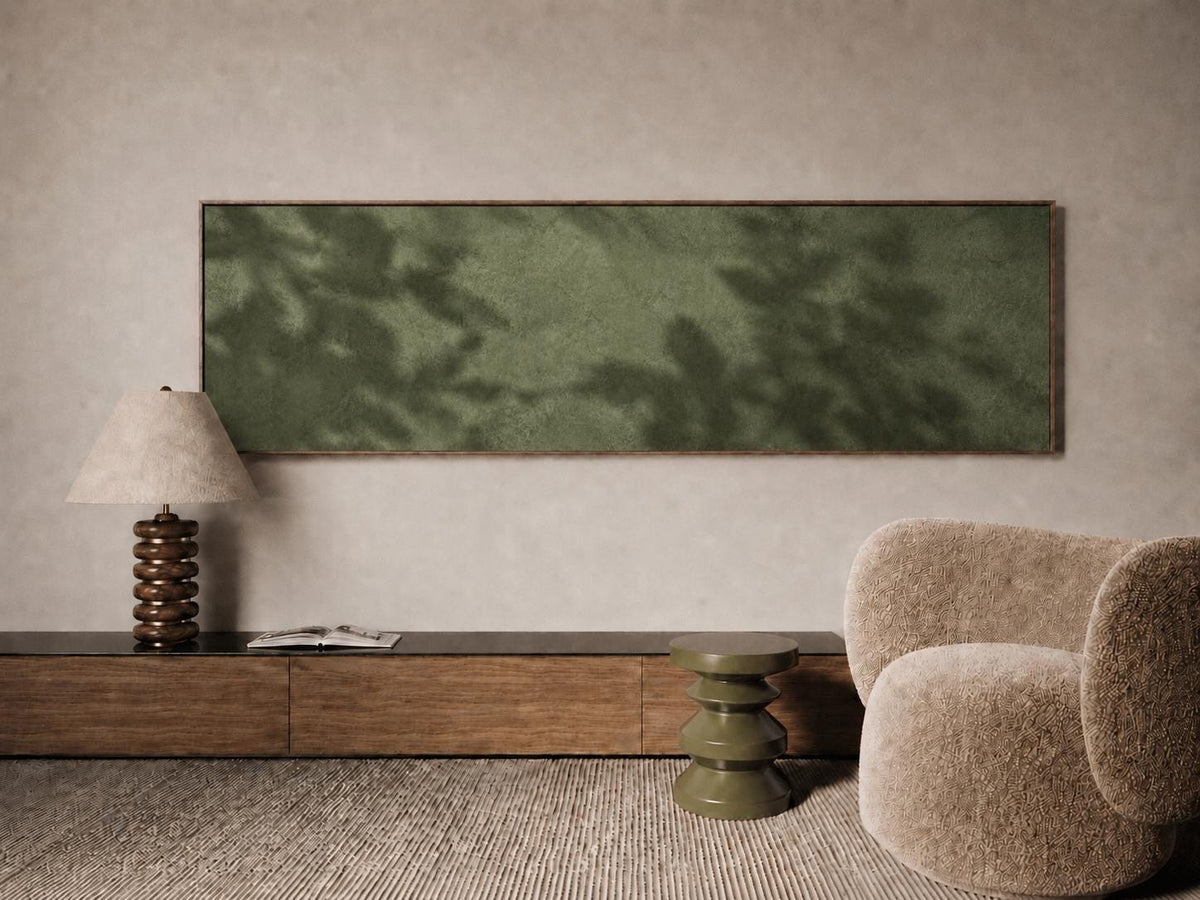 Dark Green Canvas Art Print, Leaf Shadows, Bedroom Wall Art Decor