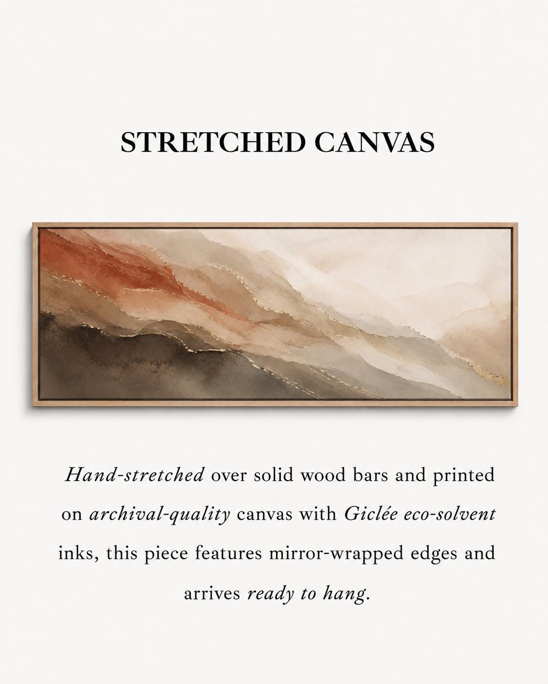 Earth Tone Abstract Panorama Canvas Print, Bedroom Decor