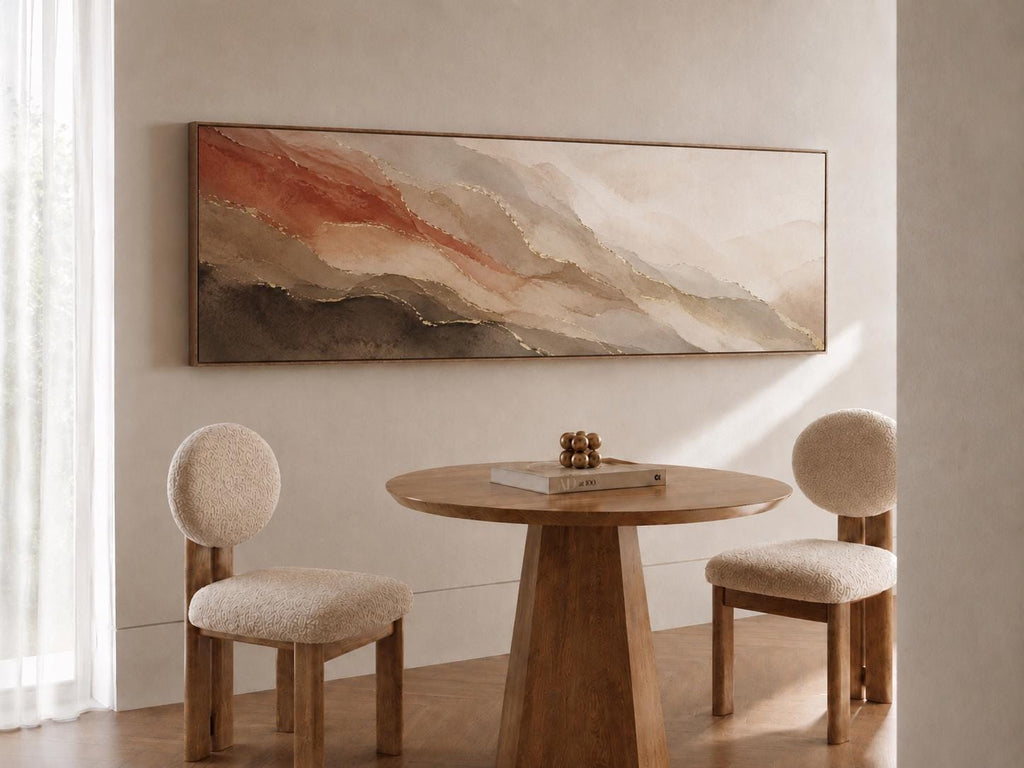 Earth Tone Abstract Panorama Canvas Print, Bedroom Decor