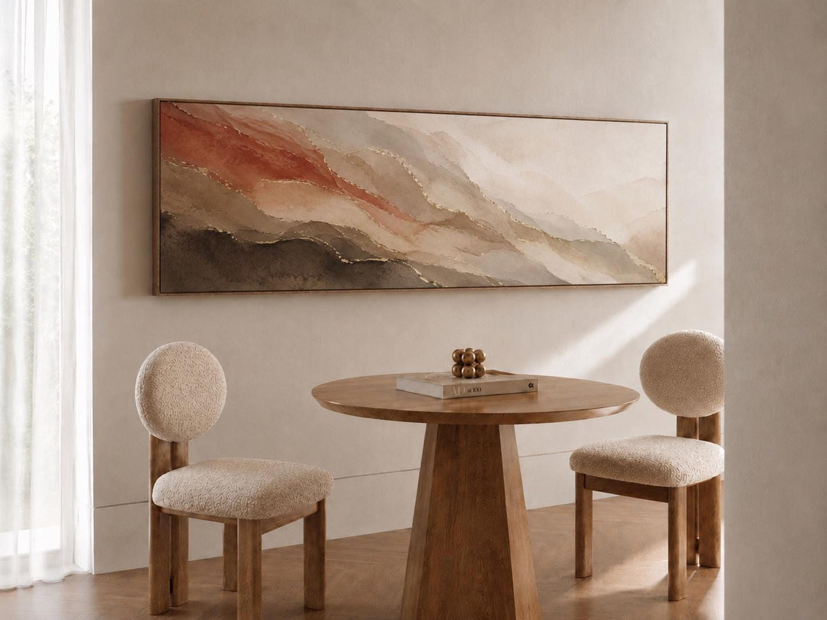 Earth Tone Abstract Panorama Canvas Print, Bedroom Decor