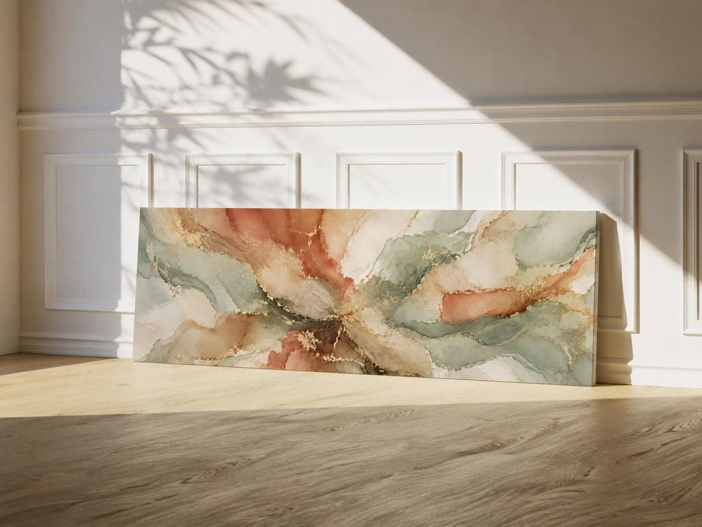Large Abstract Earth Tone & Terracotta Aqua Canvas Print