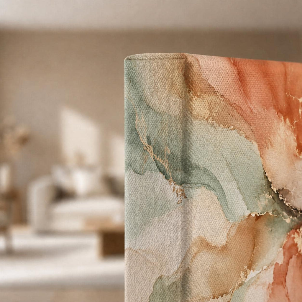 Large Abstract Earth Tone & Terracotta Aqua Canvas Print