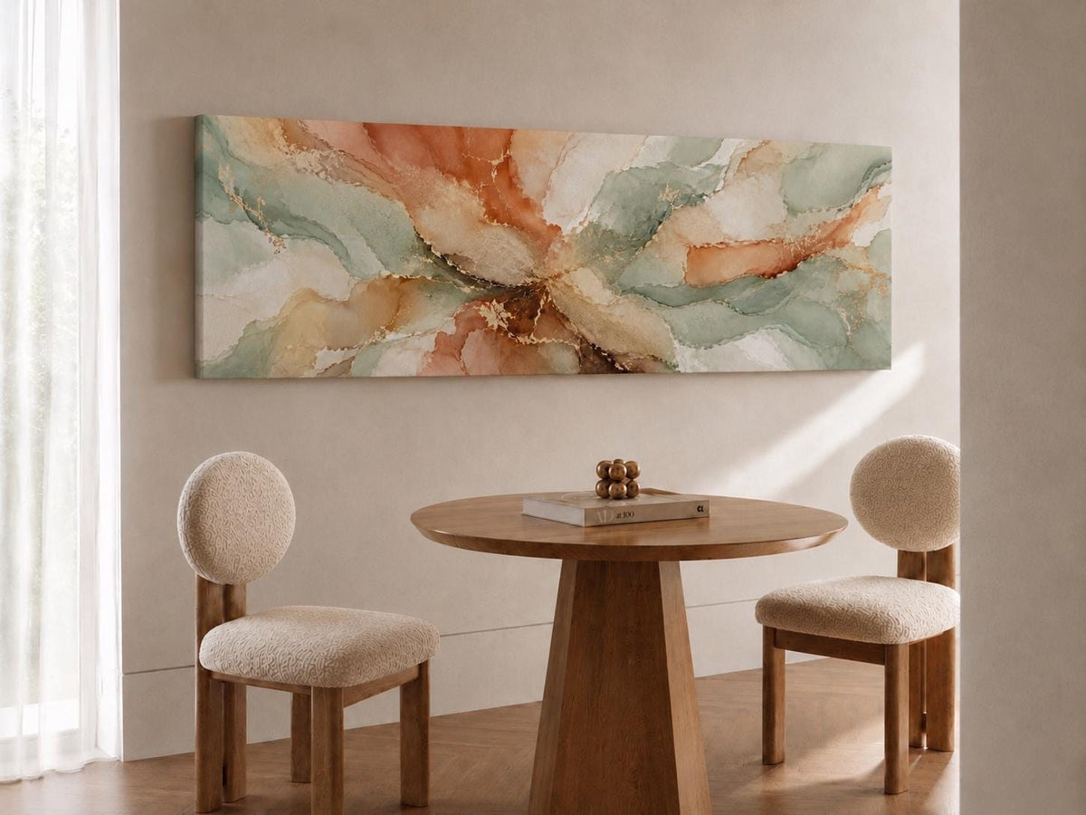 Large Abstract Earth Tone & Terracotta Aqua Canvas Print