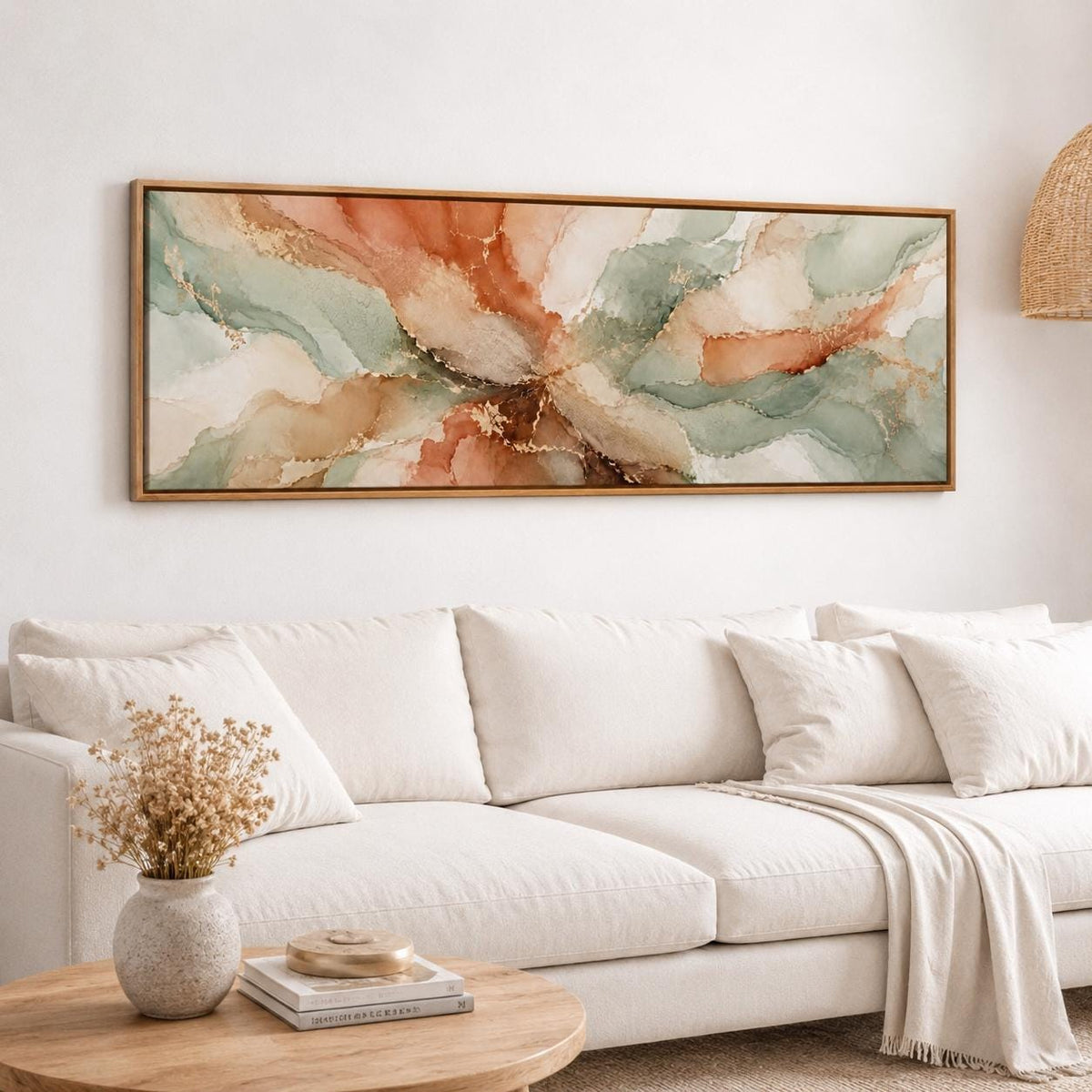 Large Abstract Earth Tone & Terracotta Aqua Canvas Print