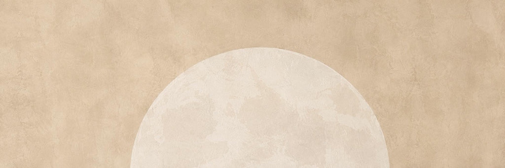 Minimalist Beige Moon Panoramic Canvas Print, Neutral Japandi Wall Decor