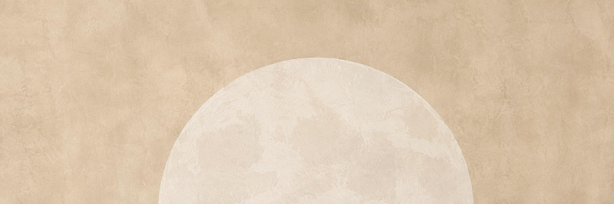 Minimalist Beige Moon Panoramic Canvas Print, Neutral Japandi Wall Decor