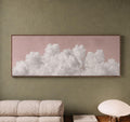Blush Pink Clouds Panoramic Canvas Art Print, Above Bed Decor