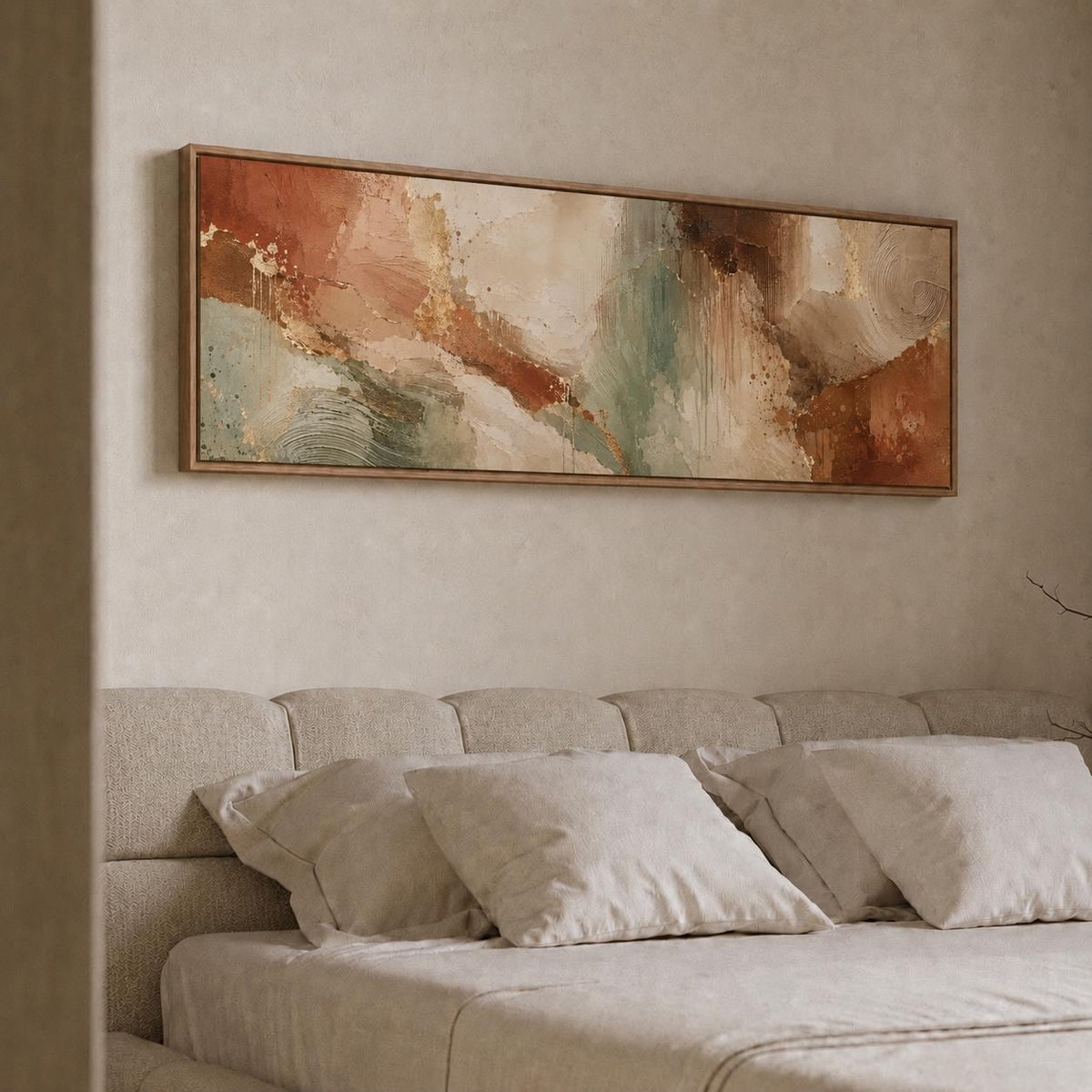Muted Sage Green and Terracotta Canvas Print, Bedroom or Living Room Decor