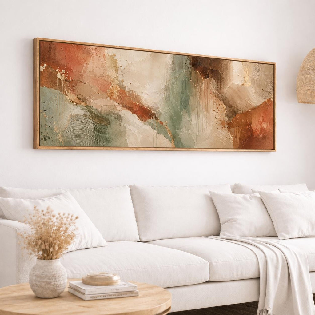 Muted Sage Green and Terracotta Canvas Print, Bedroom or Living Room Decor